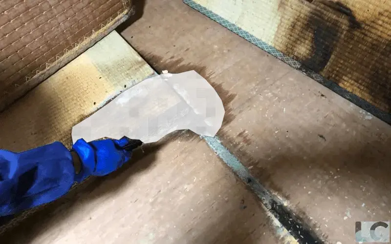 遺体から漏れ出た腐敗体液が床や畳下まで達している孤独死現場